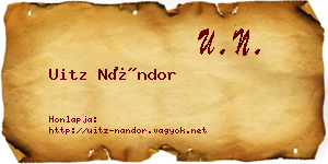 Uitz Nándor névjegykártya